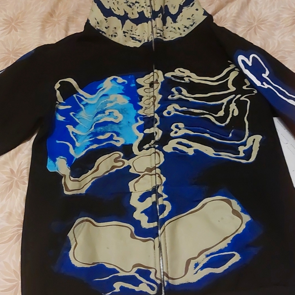 Cactus Jack Travis Scott Fragment Skeleton Graffiti Full Zip Hoodie 'Black
